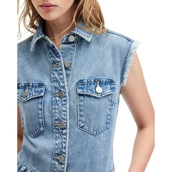 All Saints Light Blue Denim Maxi Dress - Picture 16 of 16